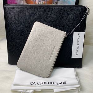 Calvin Klien Jeans small laptop/ipad case w/  small zip wallet